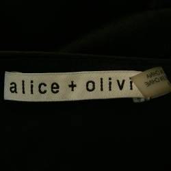 Alice + Olivia Black Satin Metal Strap Detail Jumpsuit M