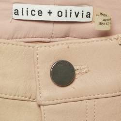 Alice + Olivia Light Pink Leather Paneled Pants S