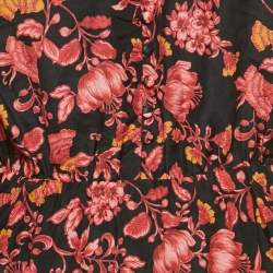 Pre Owned Alice + Olivia Black/Pink Floral Print Cotton Blend Mini Dress S