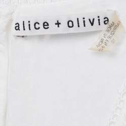 Alice + Olivia White Broderie Anglaise Modal Tiered Mini Dress L