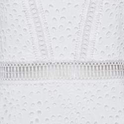 Alice + Olivia White Broderie Anglaise Modal Tiered Mini Dress L