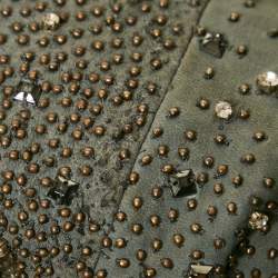 Pre Owned Alice + Olivia Grey Embellished Leather Jacket XS