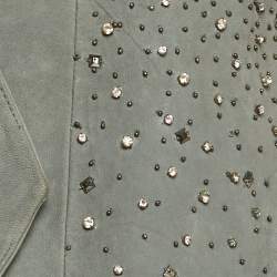 Pre Owned Alice + Olivia Grey Embellished Leather Jacket XS