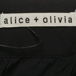 Pre Owned Alice + Olivia Black Lace Trim Poplin Midi Skirt M