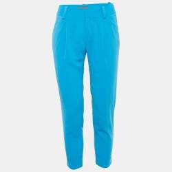 Alice + Olivia Blue Silk Slim Fit Trousers M