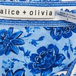 Pre Owned Alice + Olivia Blue Floral Print Cotton Mini Dress M