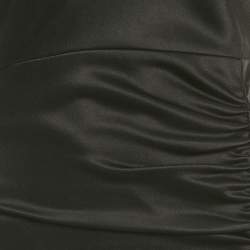 Pre Owned Alice + Olivia Black Satin Ruched Diana Maxi Dress S