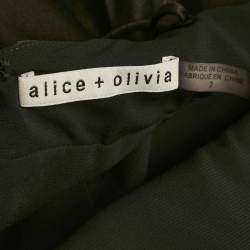 Pre Owned Alice + Olivia Black Satin Ruched Diana Maxi Dress S