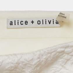 Pre Owned Alice + Olivia White Jacquard Knit Flared Hem Mini Skirt M