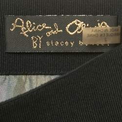 Pre Owned Alice + Olivia Black Printed Silk Maxi Skirt S