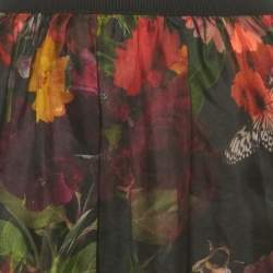 Pre Owned Alice + Olivia Black Printed Silk Maxi Skirt S