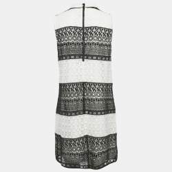 Pre Owned Alice + Olivia White/Black Lace Sleeveless Mini Dress M