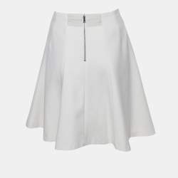 Pre Owned Alice + Olivia Employed White Jersey Flared Mini Skirt S