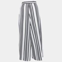 Pre Owned Alice + Olivia Cream Striped Chiffon Culottes M