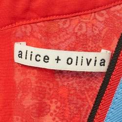 Pre Owned Alice + Olivia Red Printed Chiffon Maxi Dress M