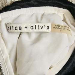 Pre Owned Alice + Olivia White Embellished Lace Sleeveless Top M