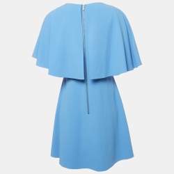 Pre Owned Alice + Olivia Blue Crepe Cape Sleeve Mini Dress M 