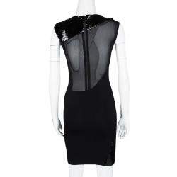 Pre Owned Alice + Olivia Black Sequin Embellished Detail Dress XS