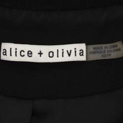 Pre Owned Alice + Olivia Black/White Floral Lace Bomber Jacket XS