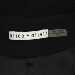 Pre Owned Alice + Olivia Black/White Floral Lace Bomber Jacket XS