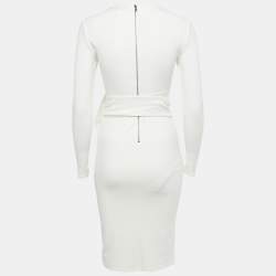 Pre Owned Alice + Olivia Classics White Crepe Tie -Up Waist Short Dress S