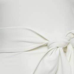 Pre Owned Alice + Olivia Classics White Crepe Tie -Up Waist Short Dress S