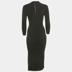 Pre Owned Alice + Olivia Black Rib Knit Midi Bodycon Dress XS