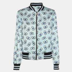 Pre Owned Alice + Olivia Multicolor Printed Nylon Lonnie Reversible Bomber Jacket S