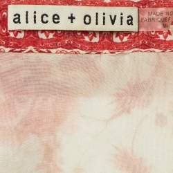Pre Owned Alice + Olivia Red Printed Cotton & Silk Button Front Blouse M