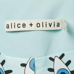 Pre Owned Alice + Olivia Light Blue Crepe Open Front Tailored Blazer L