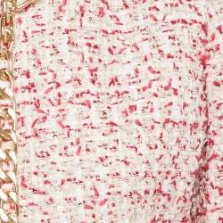 Pre Owned Alice + Olivia Sequin Embellished Tweed Chain Detail Cropped Jacket M