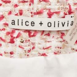 Pre Owned Alice + Olivia Sequin Embellished Tweed Chain Detail Cropped Jacket M