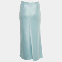 Pre Owned Alice + Olivia Blue Satin High-Low Skirt M