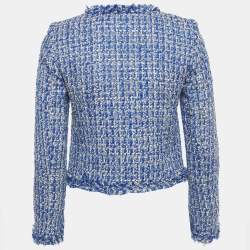 Pre Owned Alice + Olivia Blue Lurex Tweed Frayed hem Nila Box Jacket S