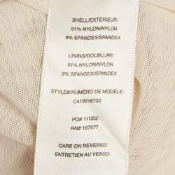 Pre Owned Alice + Olivia Beige Embellished Mesh Zip -Up Crop Top S