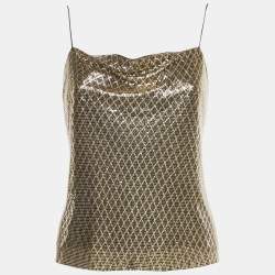Pre Owned Alice + Olivia Metallic Drapey Chainmail Slip Tank Top S