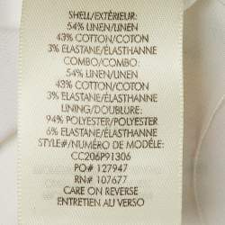 Pre Owned Alice + Olivia Beige Floral Print Linen & Cotton Tiered Melony Midi Skirt L  