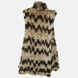 Pre Owned Alice + Olivia Cream Open Front Fur Vest Jacket  S