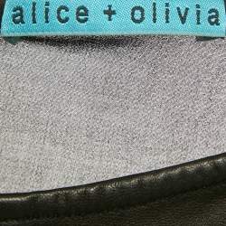 Pre Owned Alice + Olivia Black Leather and Chiffon Top M