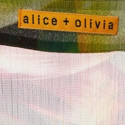 Pre Owned Alice + Olivia Multicolor Flower Butterfly Print Crepe Top M