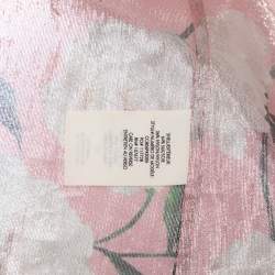 Pre Owned Alice + Olivia Metallic Pink Flora Print Lurex Knit Neck Tie Top M