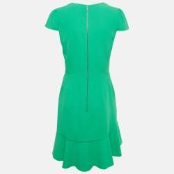 Pre Owned Alice + Olivia Green Crepe Asymmetric Hem Short Dress M
