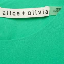 Pre Owned Alice + Olivia Green Crepe Asymmetric Hem Short Dress M
