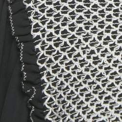 Pre Owned Alice + Olivia Black Embroidered Detail Crepe Elvira Tiered Mini Dress M