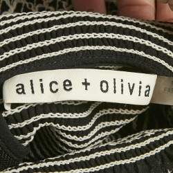 Pre Owned Alice + Olivia Black Embroidered Detail Crepe Elvira Tiered Mini Dress M