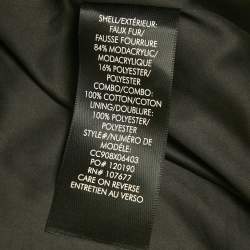 Pre Owned Alice + Olivia Black /White Animal Print Faux Fur Detachable Hood Coat M