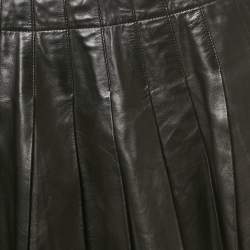Pre Owned Alice + Olivia Black Leather Pleated Mini Skirt S