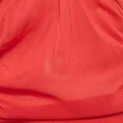 Pre Owned Alice + Olivia Red Silk Ruche Strapless Cut-Out Mini Dress XS