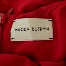 Pre Owned Alice + Olivia Red Silk Ruche Strapless Cut-Out Mini Dress XS