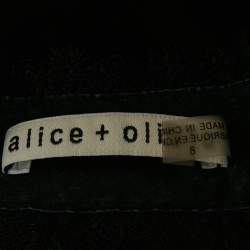 مملوكة مسبقًا Alice + Olivia Black Crepe Lace Detail Mini Dress M